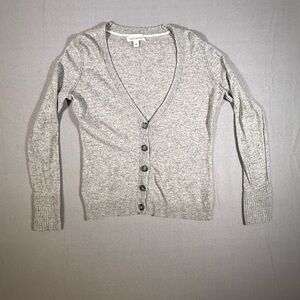 Banana Republic Gray V-Neck Cardigan Sweater Women's Large - Italian Yarn Blend